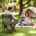 thumbnail image 6 of Folding Camping Chair with Built-in Cooler Bag & Cup Holder, 350lbs Capacity Portable Outdoor Camp Chair, Green Padded Folding Chair with Side Pocket for Camping, Beach, Patio, Picnic, Travel, 6 of 11
