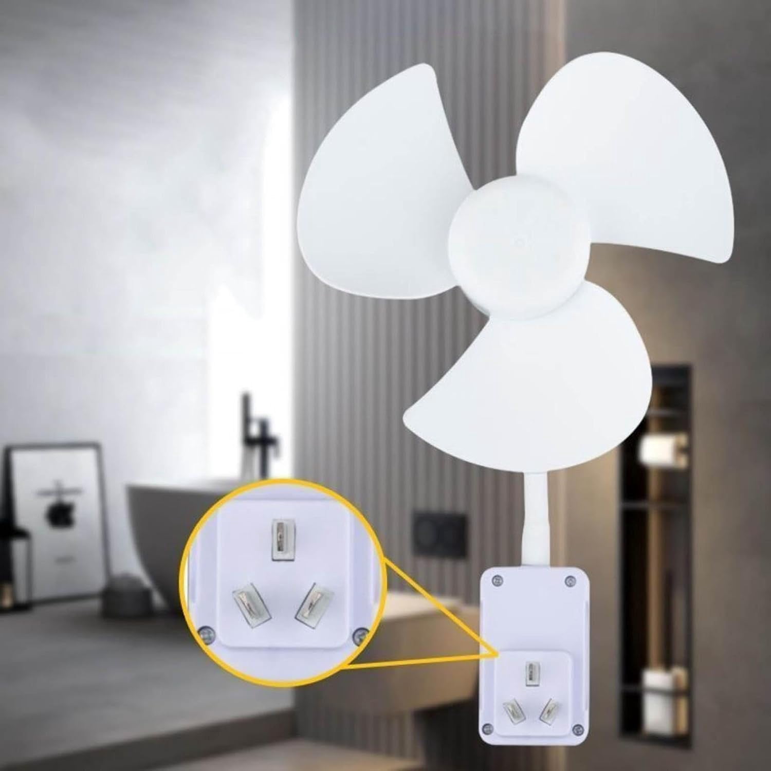 Quiet Socket Fan with Plug Adapter, Mini Plug-in Wall Fan with 360° Flexible Gooseneck for Kitchen Bathroom Office Cooling (2 Pieces, White)