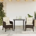 thumbnail image 1 of vidaXL 3 Piece Garden Dining Set with Cushions Brown Poly Rattan, 1 of 4