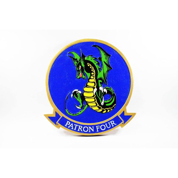 VP-4 Skinny Dragons Plaque, 14, Mahogany, Navy