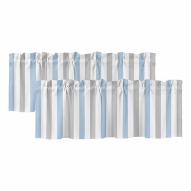 2 Panels Light Blue Grey Stripe Valance for Windows, Modern Farmhouse ...