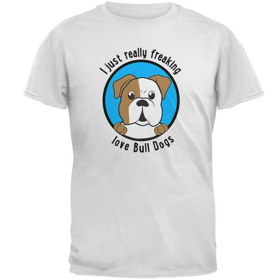 I Just Love Bull Dogs Mens Soft T Shirt White LG