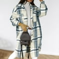 thumbnail image 4 of Clearance LYXSSBYX Womens Jackets and Coats Clearance Womens Plaid Long Wool Blend Coat Shacket Jackets Long Sleeve Button Down Casual Boyfriend Flannel Shirts, 4 of 6