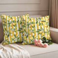thumbnail image 2 of Lemon Leaves Outdoor Waterproof Pillow Covers, Yellow Vertical Stripes Spring Flowers Decorative Square Throw Pillowcase Sofa Cushion Sham for Patio/Couch/Chair, 16"x16" 2 Pack, 2 of 8