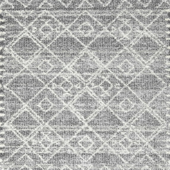 Ahgly Company Machine Washable Indoor Square Contemporary Light Gray Area Rugs, 4' Square