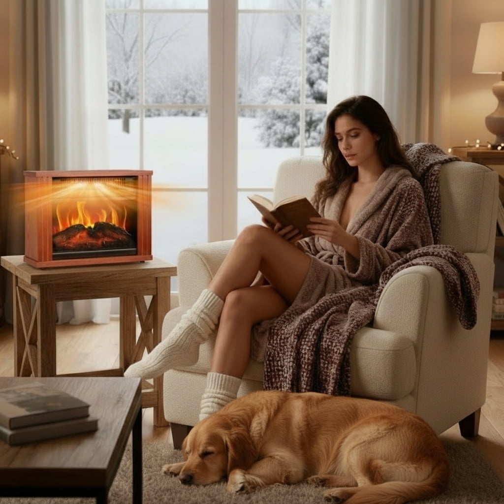 Airo Comfort Portable Electric Fireplace Stove – 1500W with 3D Realistic Dancing Flame Effect