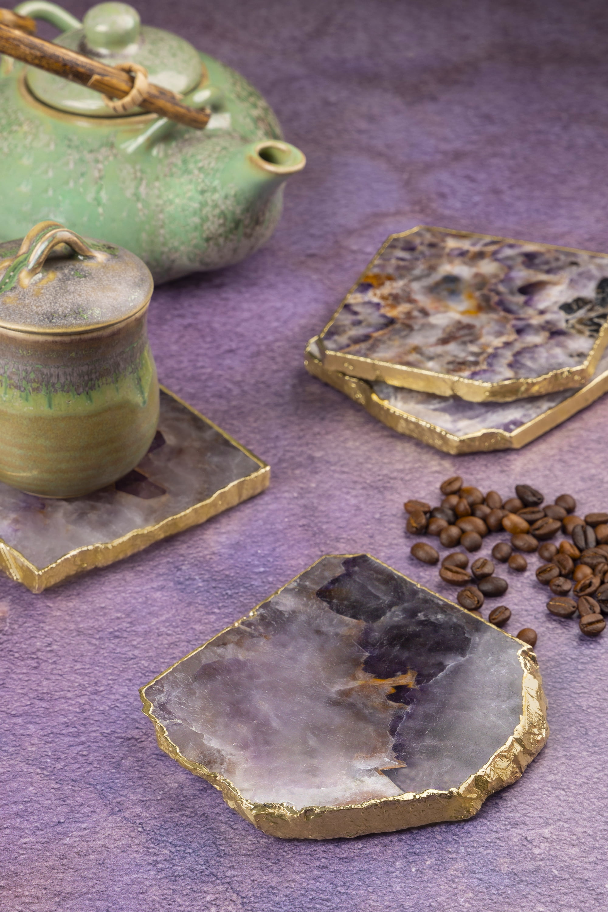 GAURI KOHLI Dazzle Amethyst Coasters, Set of 4