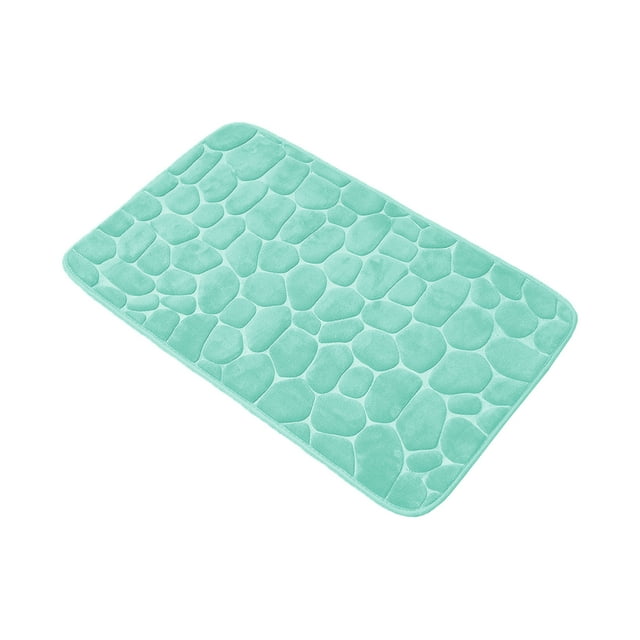 Tapis de Bain en Mousse Mémoire Tapis 3D Galet Bleu Aqua 32"L x 20"W
