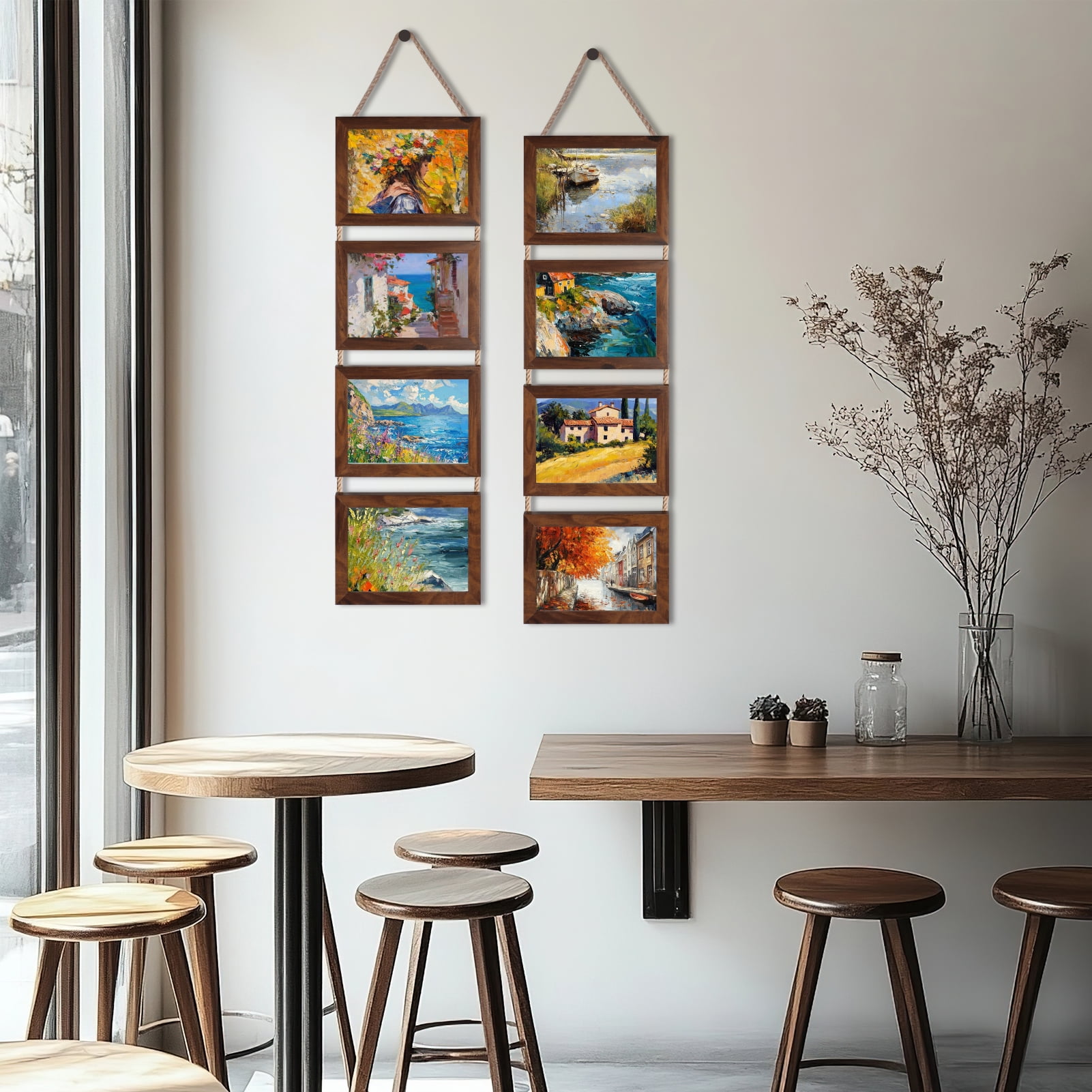 5x7 Picture Frames Collage Set of 2, Brown 8 Opening Horizontal Frame for Wall Decor, Gifts for Mom Grandma Women