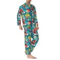 thumbnail image 2 of Naloa Japanese Koi Men’s Pajamas Set - Long Sleeve Button Down Sleep Shirt and Pajama Bottoms Sleepwear Set-Small, 2 of 7