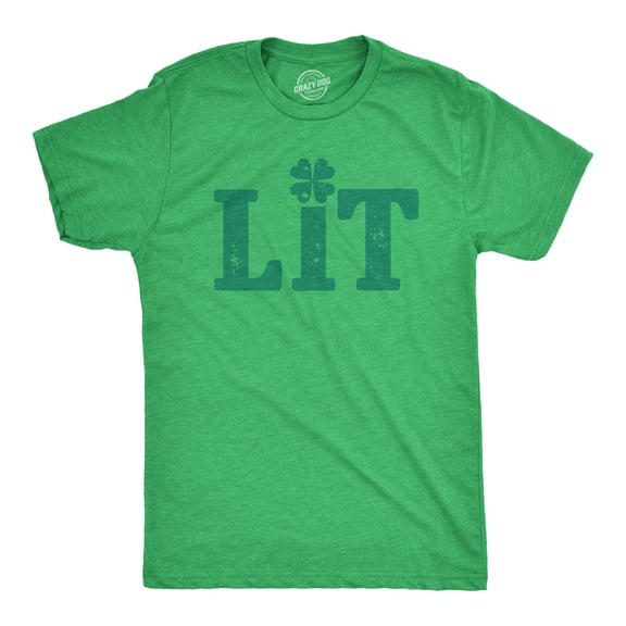 Mens Lit Shamrock T Shirt Funny Day Drinking Saint Patricks Day St Patty Tee Graphic Tees