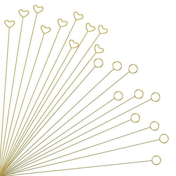 2024 TOP! 20 Pcs Gold Flower Card Holder Sticks, 12 Inch Metal Wire Floral Picks, Pick Holder,Heart, Circle