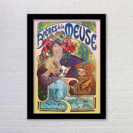 Poster Bieres de la Meuse Vintage Alphonse Mucha Art Nouveau Reproduction Poster Print . Available -UNFRAMED