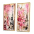 thumbnail image 3 of Designart "Pink Blossoming Spring in Vintage Paris Collage II" City Paris Framed Wall Art Set Of 2 - Traditional Pink Framed Canvas Set For Living Room Decor, 3 of 6