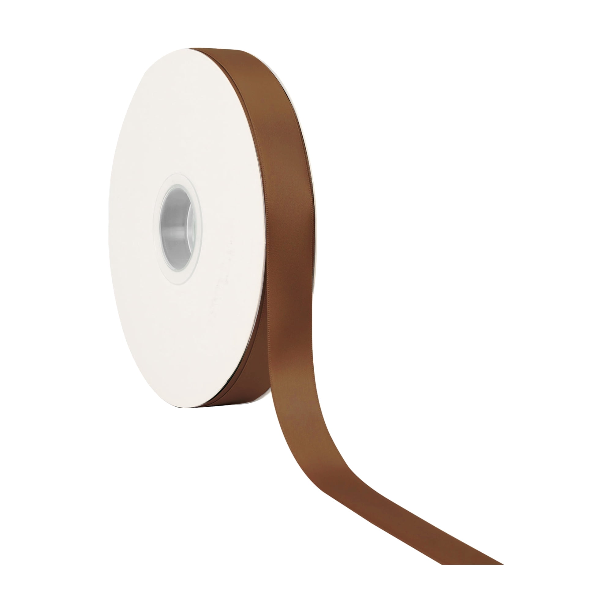 LaRibbons 7/8" Brown Single Face Satin Ribbon, 100 Yard