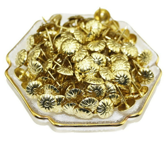100 Piece Furniture Nails Round Studs Decoration Wardrobe Drawer Wooden Chair Desk Drawer Box Copper Repair Decorative Crafts Wood Pin Yellow