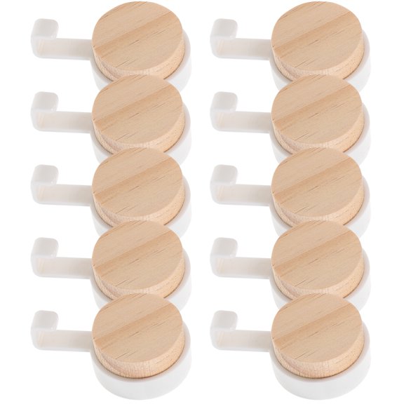 GAXIRE Adhesive Hooks Wood Wall Hanging Hooks Heavy Duty Holding Household Users Kitchen 10pcs