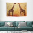 thumbnail image 2 of Orinice  Savannah Tapestry, Illustration Tropic Giraffes Tallest Neck Animal Mammal in Retro Vintage Print, Wide Wall Hanging for Bedroom Living Room Dorm, 80" X 60", Orange 60x40in, 2 of 7