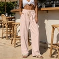 thumbnail image 2 of Uaswgudfs Women's Striped Wide Leg Pants, Elastic Waist Drawstring Pockets Full Length Casual Trousers for Beach Vacation Daily Lounge Wear, 2 of 9