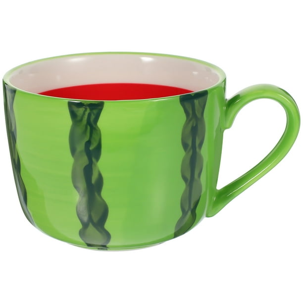 FELTECHELECTR Taza de cerámica con elementos de sandía, taza de café de gran capacidad, taza de té y taza de avena.