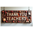thumbnail image 3 of Colorful Thank You Teachers Banner with Apple Book Clock Elements Backdrop for Teachers Day Party Classroom Decorations School Events Photography Props, 3 of 8