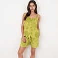 thumbnail image 6 of Women's Printed Sleepwear Set with Button-Front Tank Top and Ruffled Hem Shorts - Small, Green, 6 of 7