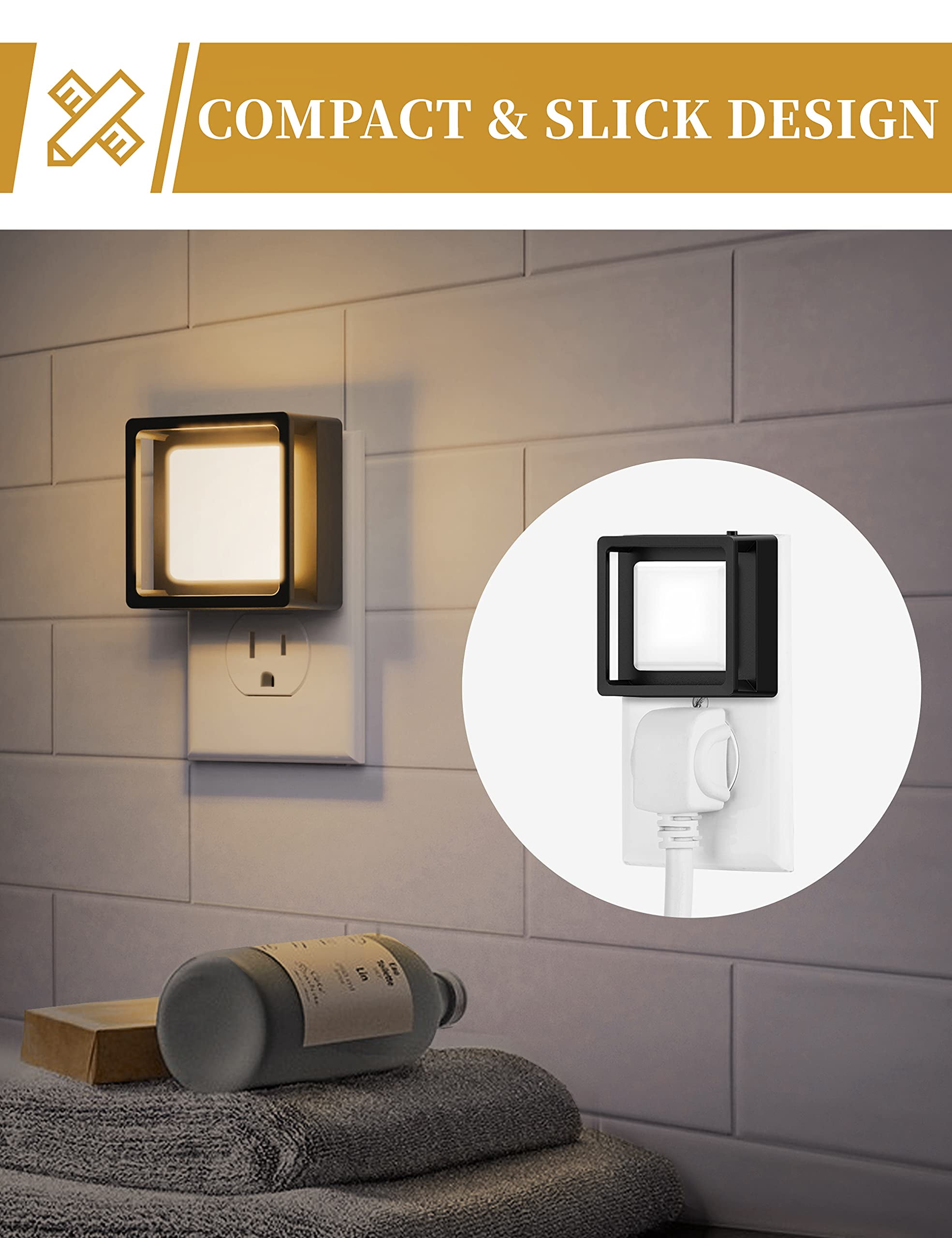 Led Night Light  Lights Plug Into Wall [4 Pack] With Dusk-to-dawn Sensor Dimmable Nightlights Adjustable Brightness For Bathroom Hallway Bedroom Room Stairway Soft White 3000k