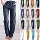 thumbnail image 4 of Sonducket Pantalones holgados informales, relajados y elegantes, color azul claro, en tela de lino y algodón Pantalones de lino y algodón Prendas para la parte inferior del cuerpo azul claro S, 4 of 6