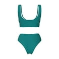 thumbnail image 5 of Daiia Teal Women's Bikini Set Two Piece Swimsuit High Waisted Bikini Adjustable Straps Bikini Perfect for Beach, Pool, and Summer Vacation-Large, 5 of 9