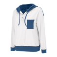 thumbnail image 5 of Women's Color Block Twist Stripe Oversized Hoodie, Button Detail Drawstring Hood Long Sleeve Sweatshirt with Pocket, Loose Fit Casual Streetwear for Fall and Daily Comfort Blue M, 5 of 5