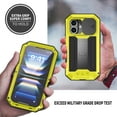 thumbnail image 5 of Compatible with iPhone 16 Case, Heavy Dustproof Shockproof Military Grade Rugged Durable Aluminum Metal Case Cover with Kickstand Screen Protector for iPhone 16, Yellow, 5 of 7