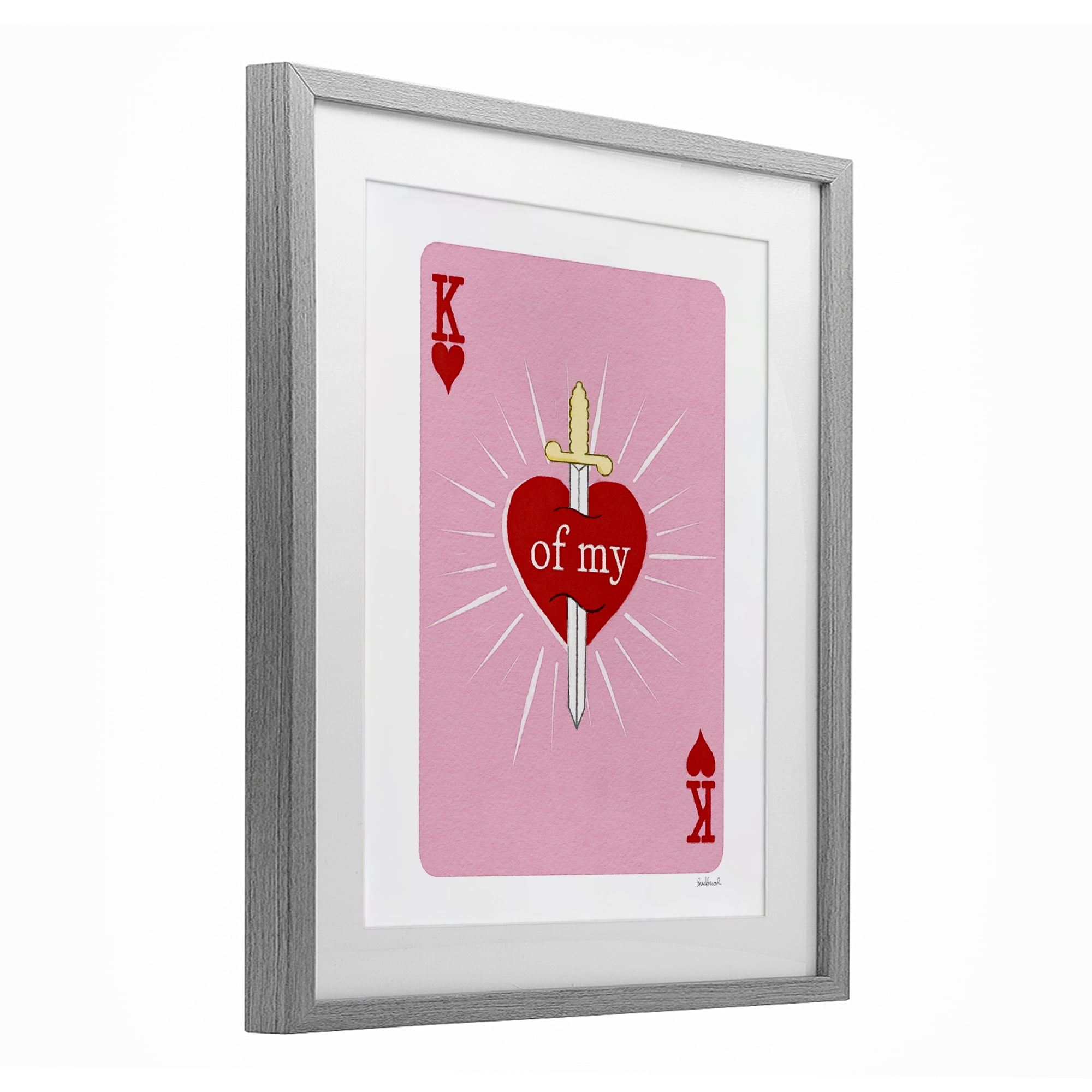 King Of My Heart Sword Gray Framed Print Under Glass, design by Amanda Greenwood
