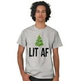 thumbnail image 4 of Festive Holiday Christmas Tree Lit AF Men's Graphic T Shirt Tees Brisco Brands S, 4 of 4