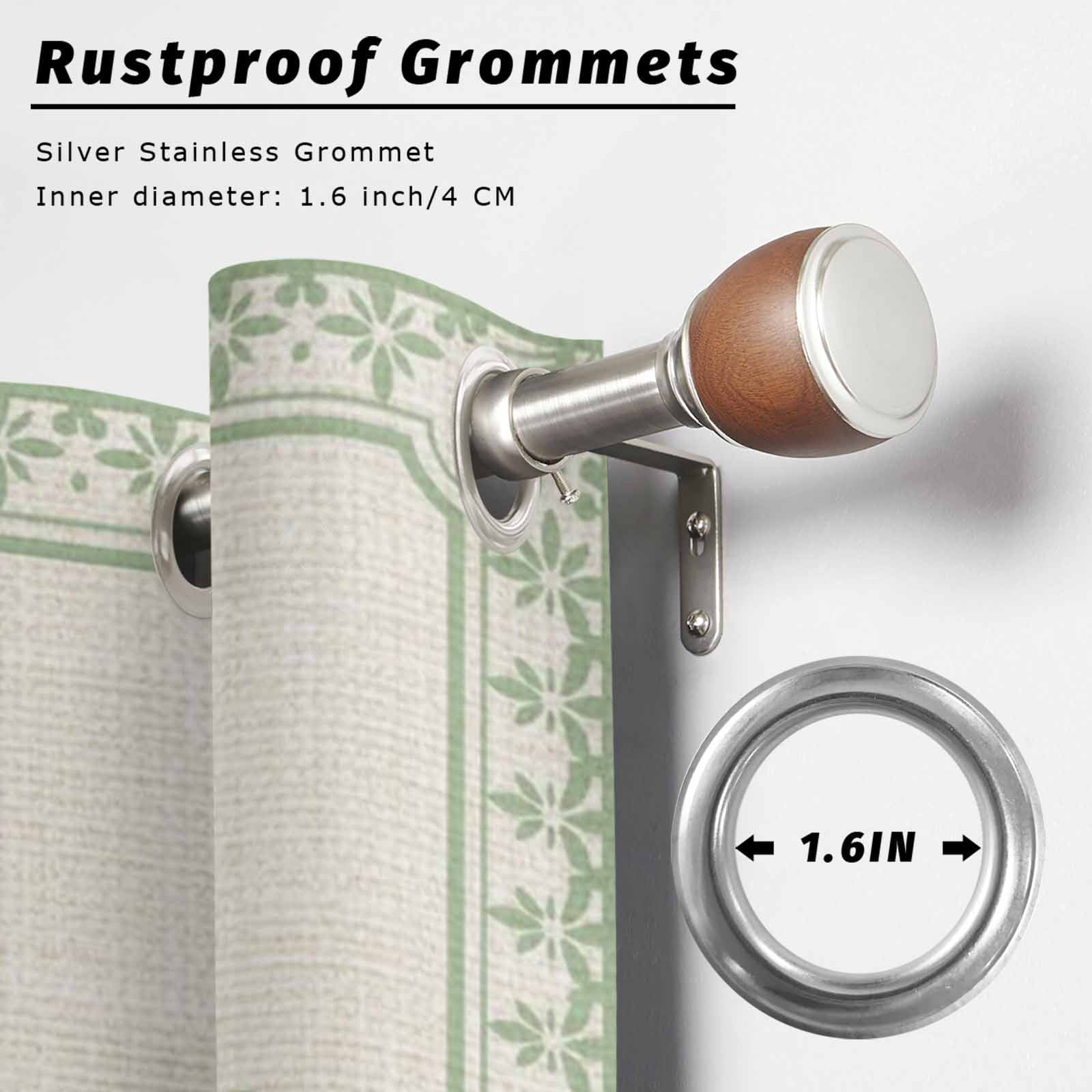 Palm Tree Outdoor Curtains for Patio, Coastal Tropical Green Palm Tree Border Linen Sunshade Privacy Drapes Grommet Waterproof Outside Curtains for Porch/Cabana/Balcony 54"x 108", 2 Panel