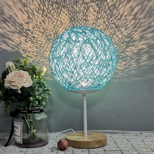 Desk lamp usb desk lamp night light wood table lamp desk light Desk Lamp Bamboo Wood USB Charging Rattan Ball Shape LED Night Light for Dormitory Bedroom Sky Blue 79in ANGGREK Otros