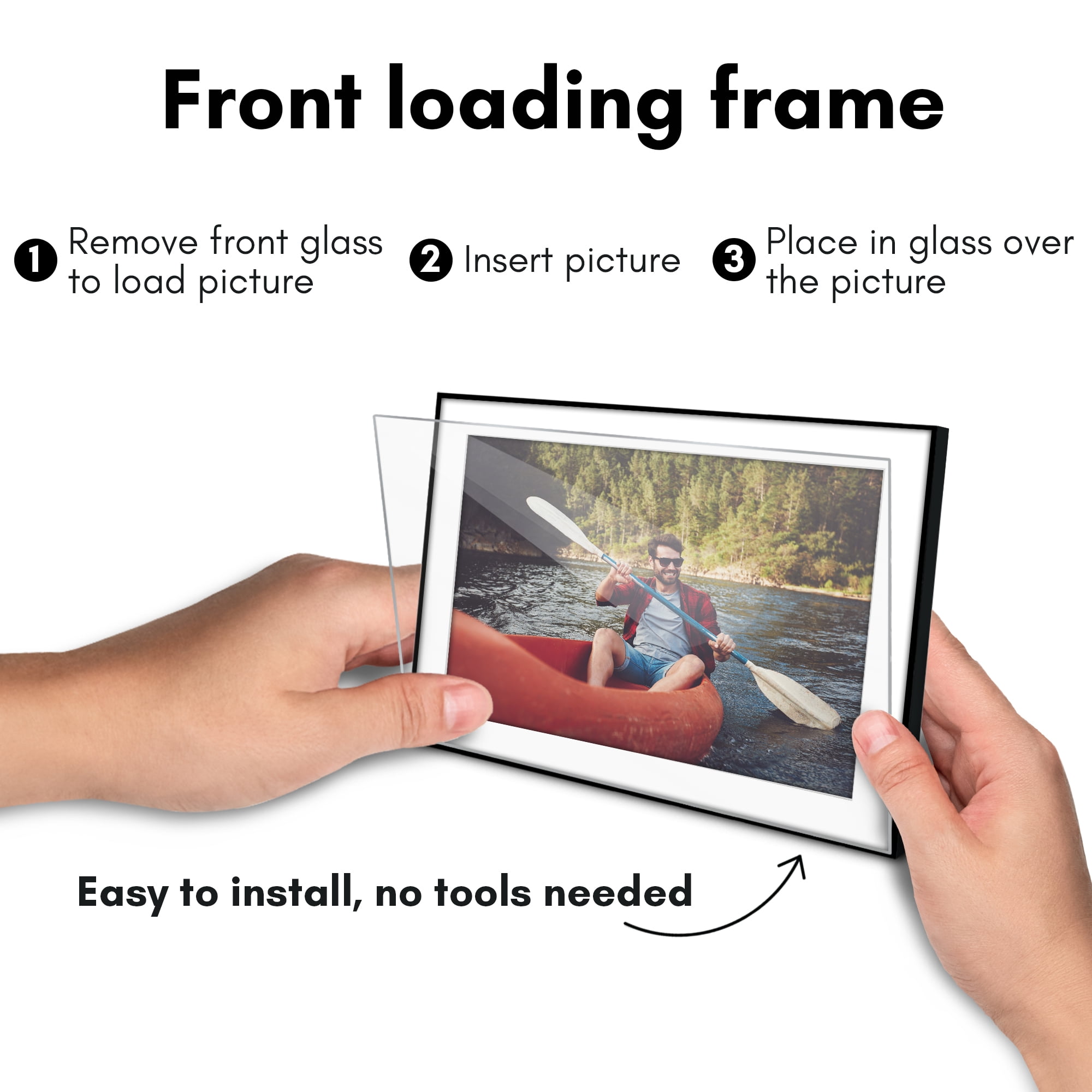 Americanflat 5x7 Front Loading Picture Frame with Shatter-Resistant Glass with 4x6 Mat 6 Pack Photo - Black