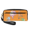 thumbnail image 1 of Leather Portable Travel Small Makeup Bag, Multifunctional Storage Bag, Orange Fun Animal Party Pencil Case, 1 of 4