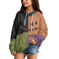 thumbnail image 5 of Grblisyd Cute Hoodies for Teen Girls Trendy Oversized Hooded Sweatshirts Halloween Patchwork Stitch Smile Face Preppy Clothes, 5 of 5