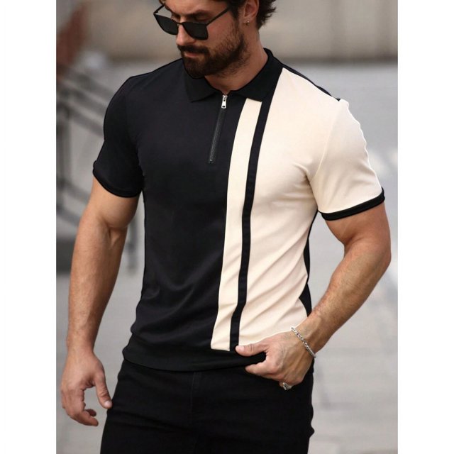 3D Printed Short Sleeve, Buttons Men's POLO Shirt Color Figure Men's Spring And Summer Street Laps T-Shirt