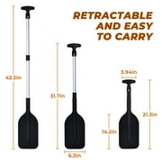 Kayak Paddle, HDJ 2Pcs Boat Paddles Telescoping Emergency Oar for Boat, 42 Adjustable Anti Slip Aluminum Plastic Canoe Paddles, Black