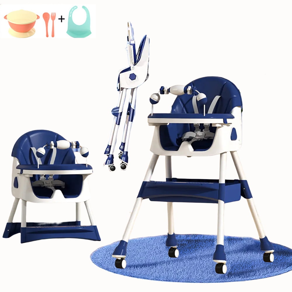 Baby High Chair 4in1 Convertible Play Seat Booster Toddler with Feeding Tray with Doublelayer