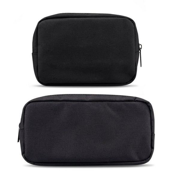 ERCRYSTO Universal Electronics/Accessories Soft Carrying Case Bag, Durable & Light-Weight,Suitable for Out-Going, Business, Travel and Cosmetics Kit (Small+Big-Black)