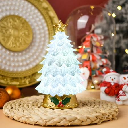 

Christmas Clearance! KITTEHIGM White Vintage Christmas Tree With Lights Christmas Ornament Battery Operated Christmas Tree LED Flicker Flame Holiday Gifts Clearance Items Unclaimed Pallets #02