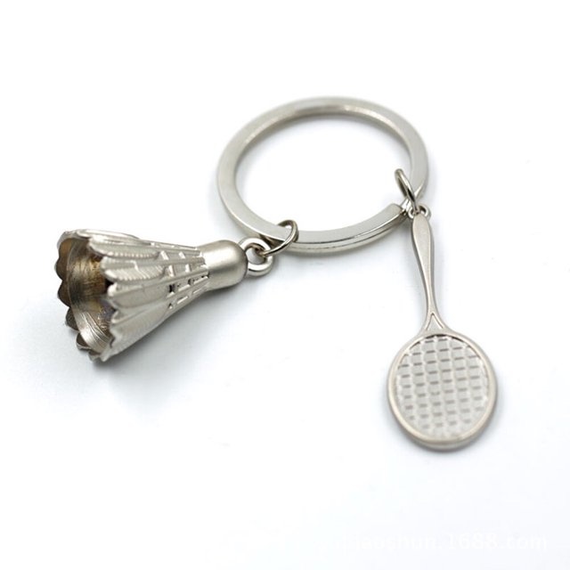 OULII Mini Badminton Racket Key Chain 5Pcs Metal Key Accessory For Badminton Players Coaches Lovers