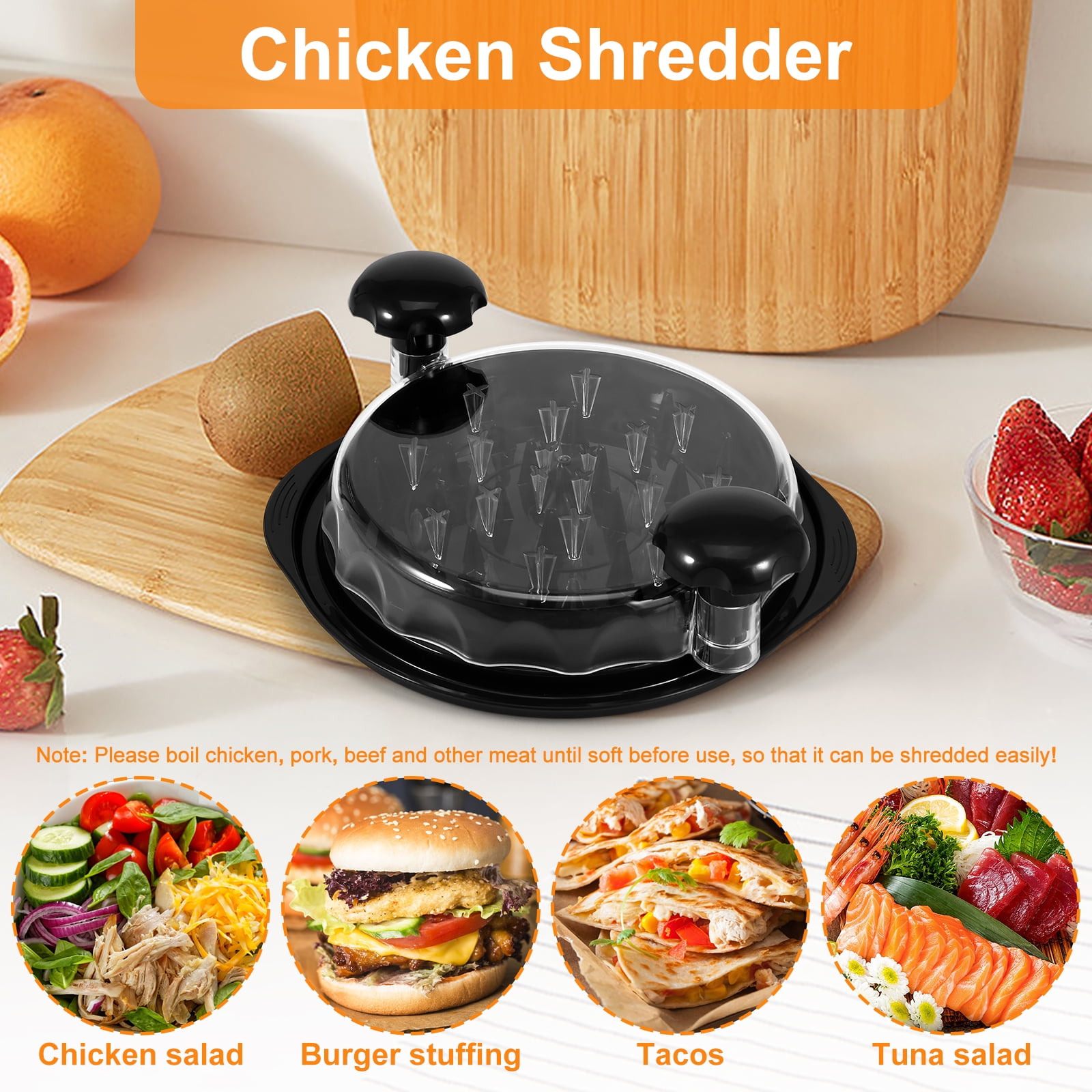 YukaBa Shred Machine, Chicken Shredder Claws Easy Use,Meat Shredder Tool  with Handle and Non-Slip Base,Quick Safe Shred Machine Chicken,Meat Shredder  for Chicken Pulled Pork Beef,Salad Food (Black) - Yahoo Shopping