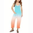 thumbnail image 1 of RXIRUCGD Girls Casual Jumpsuits Gradient Print Sleeveless Summer Rompers Long Pants With Pockets For 5-14 Years( Orange, Size:11 Years ), 1 of 6
