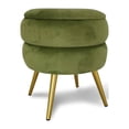 thumbnail image 3 of Top Sun USA Round Shape Velvet Metal Leg Foot Stool Ottoman Green, 3 of 5
