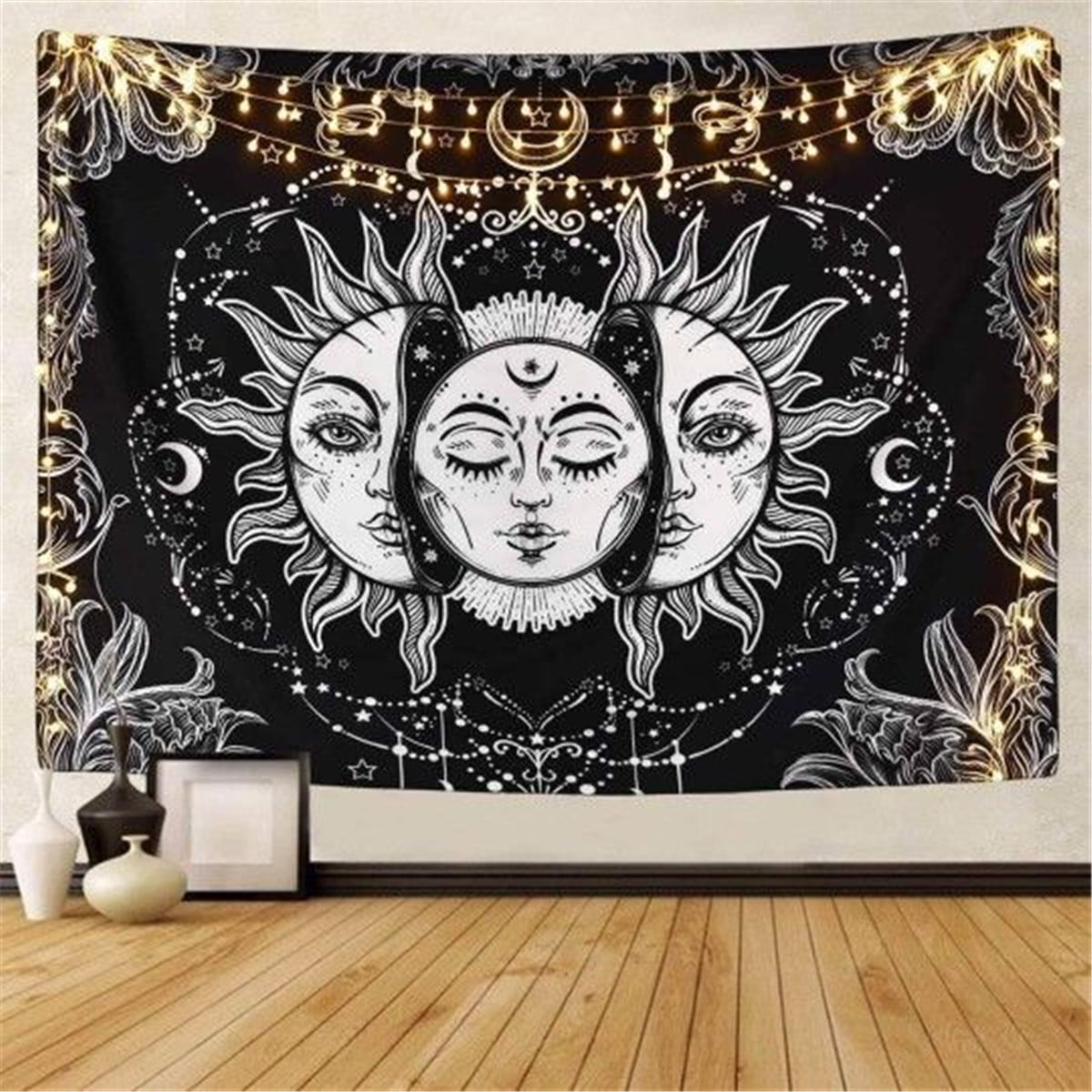 Wall Art Sun and Moon Psychedelic Tapestry Decorative Wall Hanging Bedroom Background Wall Cloth ...