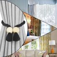 thumbnail image 6 of 2 Pack Magnetic Curtain Tiebacks Cotton Hand Woven Tie Back Decorative Rope Holdbacks for Curtains Draperies No Tools Required, Black, 6 of 6