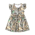 thumbnail image 1 of Toddler Girls Fall Leaves Camouflage Dress Flutter Sleeve Summer Casual Clothes 7-8Y, 1 of 4